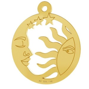 14k gold sun pendant au 585 24k gold plated