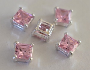 Accesoriu argint 925 cu zircon roz, 7,65 mm