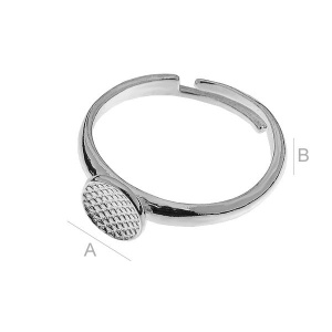 Base anillo ajustable plata 925, 7,5 x 7,5 mm