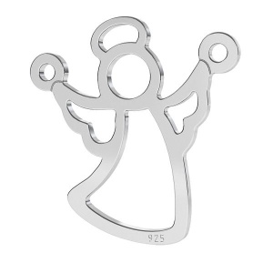 Conector ángel plata de ley 925, 15,7 x 15,2 mm