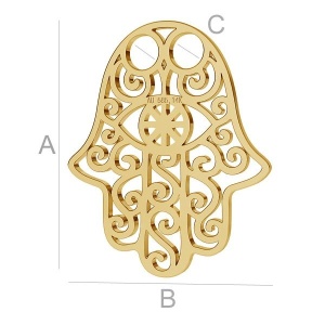 hamsa aur 14k 19 mm placat cu aur de 18k