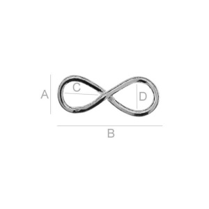 infinit, argint 925A4,50 mm B12,50 mm C3,50 mm D3,00 mm - Img 2