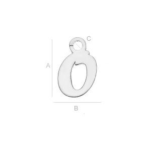 Letter O, 925 sterling silver, 9.2 mm