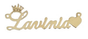 placa con nombre lavinia de plata 925 bañada en oro