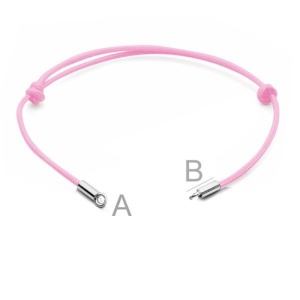 Pulsera ajustable seda rosa, plata 925 - Img 2