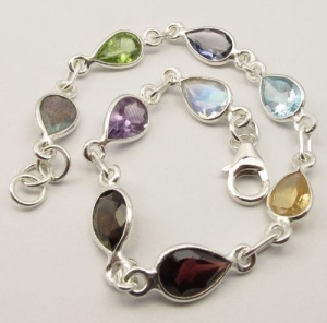 Pulsera plata 925 Rainbow Moonstone, 21,2 cm