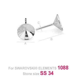 Tortiță argint 925, Swarovski 1088 7 mm ss34