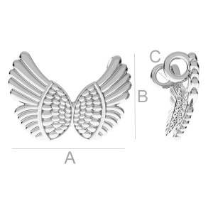 Wings connector, 925 silver, 16.5 x 11.6 mm