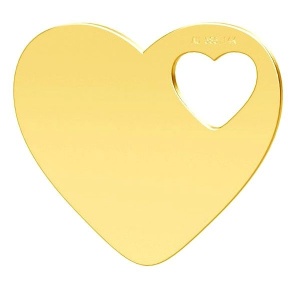 14k oro corazón au585 16 mm 24 k chapado en oro