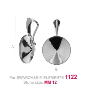 925 silver finding for Swarovski 1122, 12 mm - Img 2