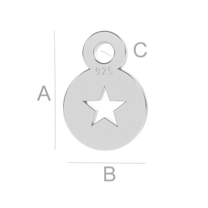 Bănuț charm pentru cercei argint 925, 7 x 5 mm