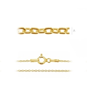 Cadena de plata 925 chapada en oro de 24 quilates, longitud 50 cm, peso 1,27 gramos
