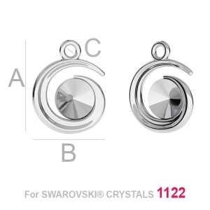 Charm para rivoli 6 mm, plata 925, 15 x 12 mm