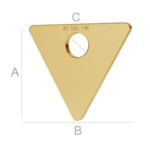 colgante triángulo de oro de 14k au585 chapado en oro de 24k