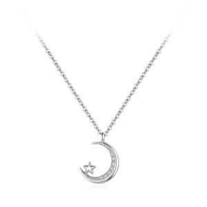 collar 40,5 cm plata de ley 925 rodiado luna  - Img 1