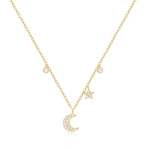 Collar de plata de ley de 40,5 cm con charms