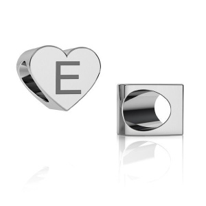 corazón plata 925 letra e