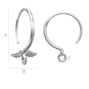 Earring finding, 925 sterling silver, 18.5 mm - Img 2