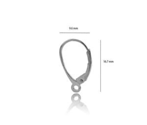 Gancho leverback plata de ley 925, 16,7 mm - Img 2