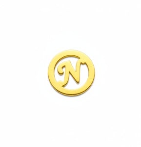 Letra N oro 14K bañada en oro 18K, 8 mm