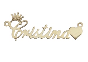 Letrero Cristina de plata 925 chapado en oro