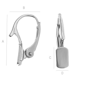 Leverback, 925 sterling silver, 16.9 x 11 mm