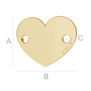 Link inima aur 14k au 585 placat cu aur de 18 k - 10x12 mm