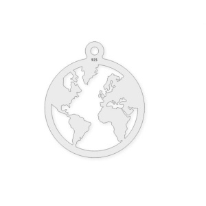 pandant glob 20 mm argint 925 cu za - Img 2