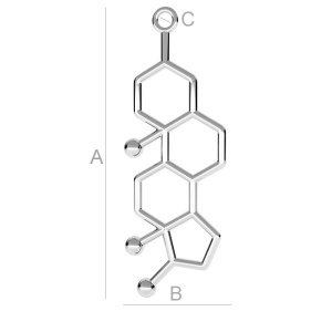 Pandant moleculă testosteron argint 925