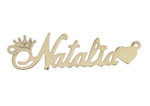 Placa de plata natalia chapada en oro 925