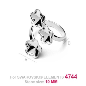 Ring base, 925 sterling silver, for 4744 crystal, 10 mm