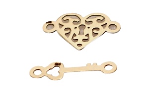 set cheie + inima aur 14k placat cu aur de 18k