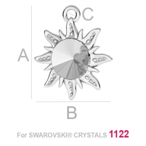 Sun setting for 6 mm rivoli, 925 sterling silver - Img 2