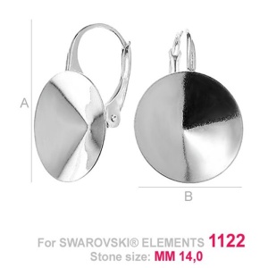 Tortiță leverback argint 925 pentru rivoli 14 mm - Img 2