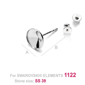 925 silver earring post for 8 mm Rivoli - Img 2