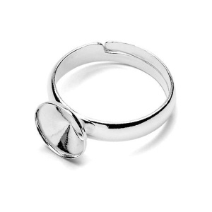 Anillo ajustable de plata de ley .925, base Rivoli de 8 mm