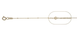 cadena de plata 925 chapada en oro cardano con bolas 45 cm, peso 1,79 gramos