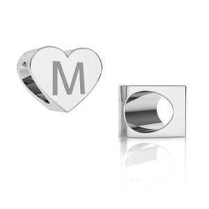 corazón plata 925 letra m