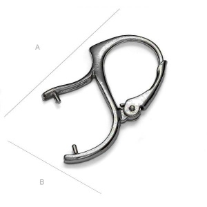 Earring hook, rhodium-plated 925 sterling silver, 25 x 12 mm