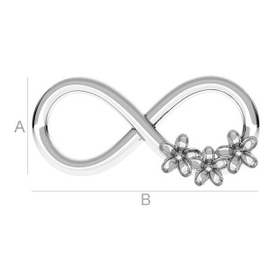Infinito con florecitas plata 925, 16 x 7,7 mm