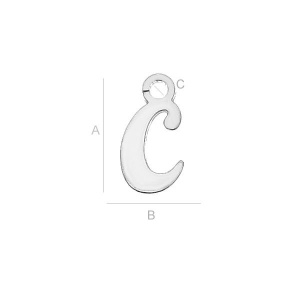 Letra C de plata de ley 925, 9,4 mm