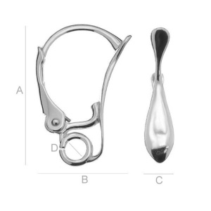 Leverback, 925 sterling silver, 18.5 x 11.6 mm - Img 2