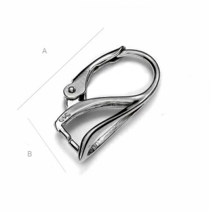 Leverback earring hook, rhodium-plated 925 sterling silver, 20 x 14 mm - Img 2
