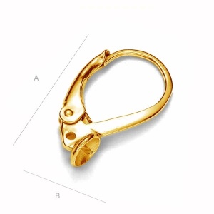 Leverback for pearl, gold-plated 925 silver