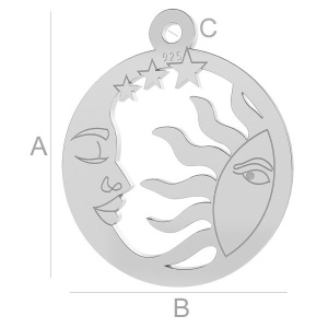 Pendant, 925 sterling silver, 16 x 14 mm