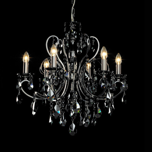 Candelabru Barocco Black 6xE14 metal/sticla negru Italux