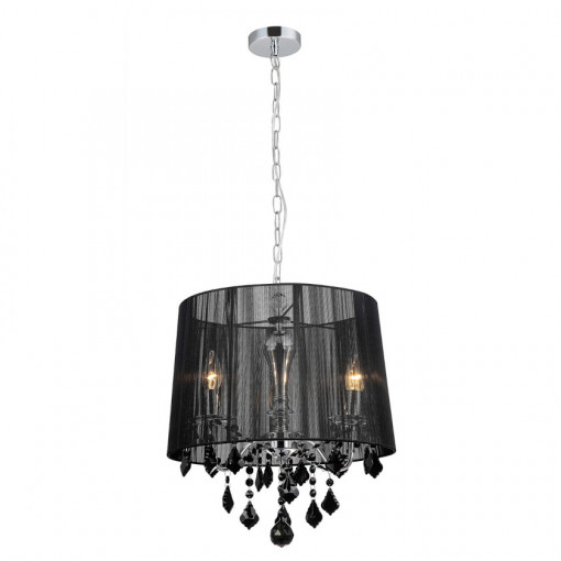 Lustra Cornelia 3xE14 metal/cristal crom/negru Italux