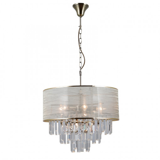 Lustra Torreia 8xE14 metal/cristal/textil alama antichizata Italux