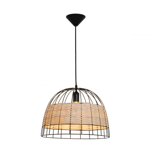 Pendul Boho 1xE27 metal/ratan negru/lemn Zuma Line P21074-D40