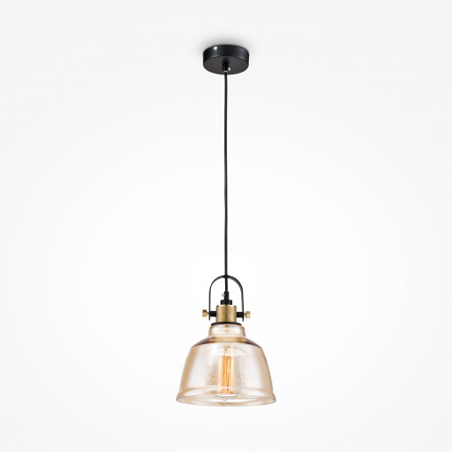 Pendul Irving 1xE27 metal/sticla negru/amber Maytoni